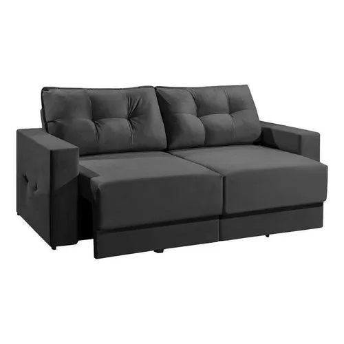 Sofá 3 Lugares Retrátil Lubeck Suede Grafite 
